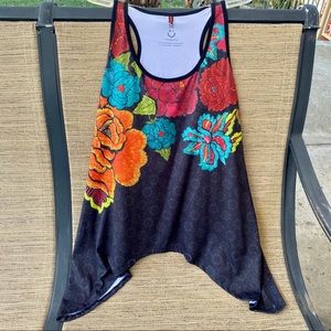 NWOT Floral Asymmetrical Tank Top by Ay Guey